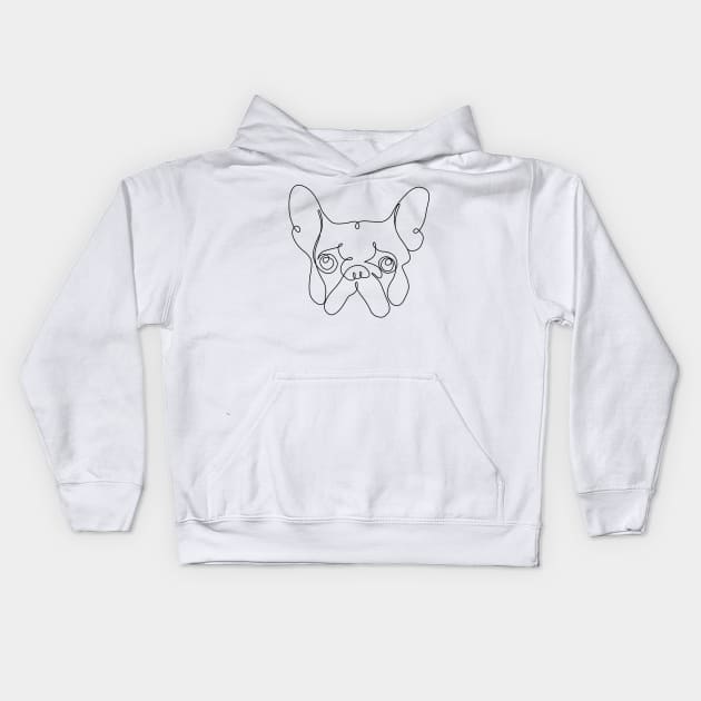 One Line French bulldog Kids Hoodie by huebucket